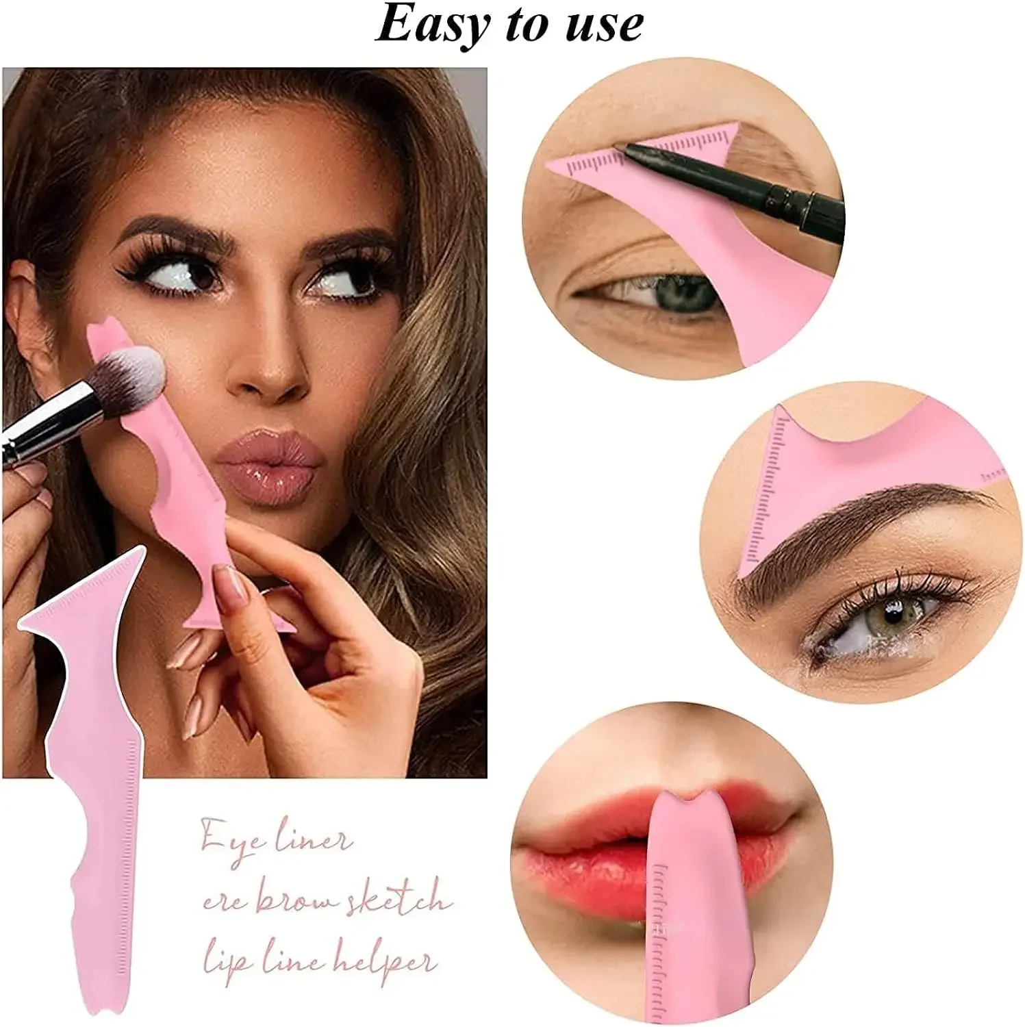 2Pcs Set Multifunctional Eye Makeup Tool Silicone Beauty Ruler Eyeshadow Highlight Lipstick Eyeliner Aid Tool Set