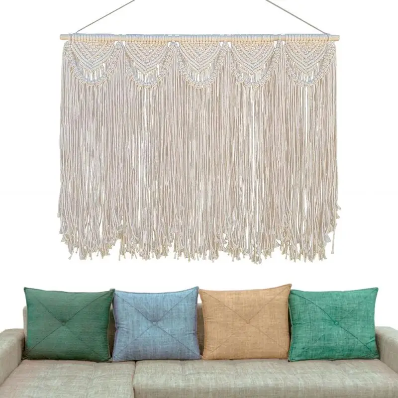 

Macrame Wall Mounted Tapestry Woven Tapestry Boho Decor Portable Boho Wall Decoration Bohemian Woven Tapestry For Living Room