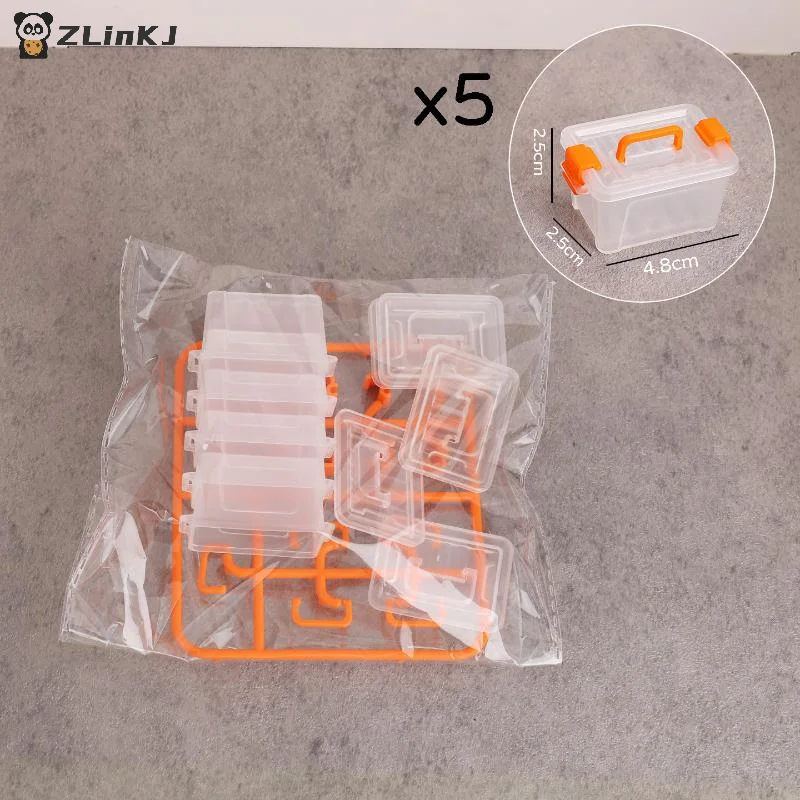 ▶ 5Pcs 휴대용 주최자 케이스 인형 집 투명 플라스틱 보관 상자 가정용 경량 보관 상자