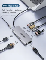 Forida USB Hub C 10Gbps Hub 9 IN 1 Docking Station RJ45 HDMI 4K30Hz 100PD Charging SD/TF Solt Adapter for Laptop Macbook 1