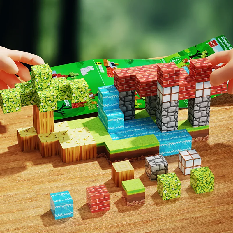 63PCS Magnetic Blocks Toy Build Magnet Set for Boys Girls STEM Montessori Sensory Cubes for Toddlers Gift magnetic building blocks magnetic assembly toy