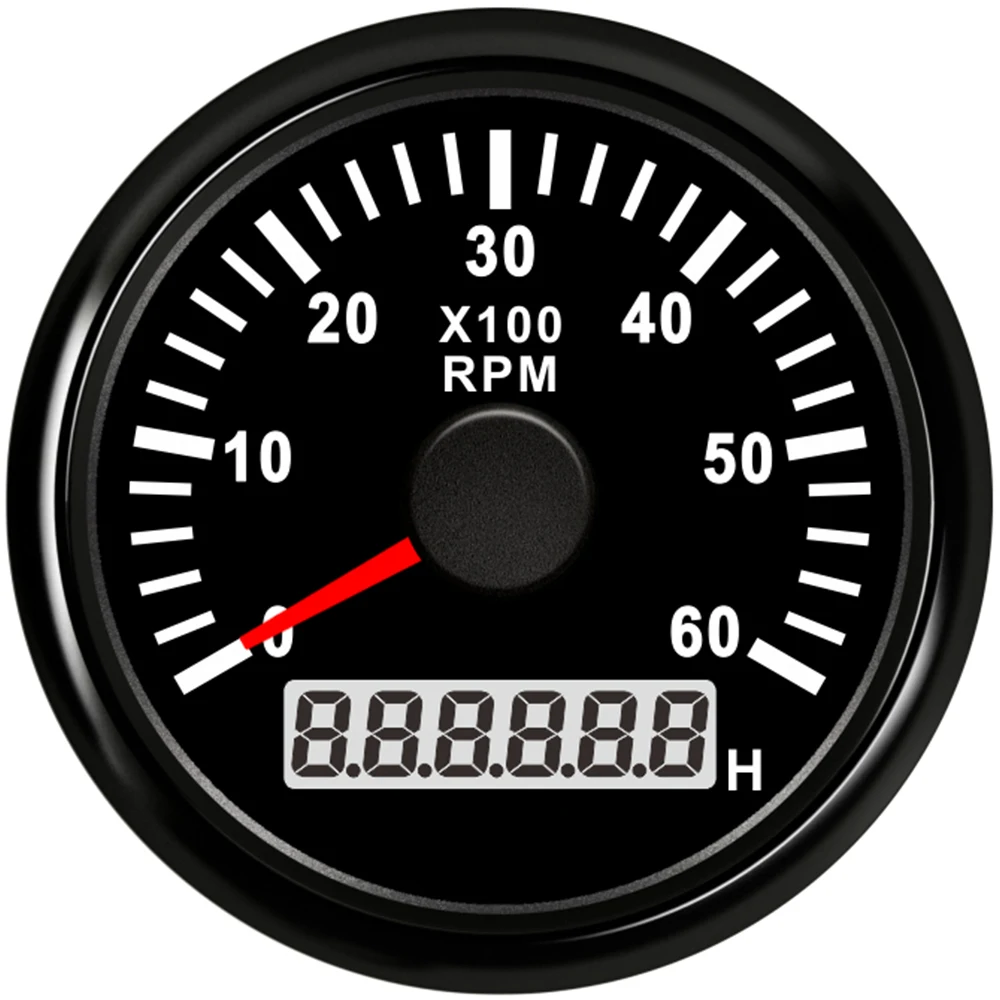 Tachometer Gauge Universal 52mm Tachometer RPM Gauge 0-3000RPM 0-4000RPM 0-6000RPM 0-8000RPM with Red Backlight for Auto Boat Motorcycle 9-32V