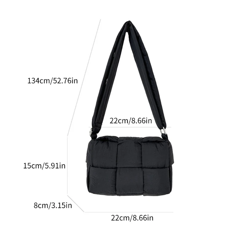 Trendy Cotton Puffer Crossbody Bag Fashionable Design Soft and Comfortable E74B