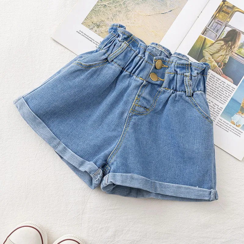 Girls' Summer Fashion Denim Shorts Girls Children Clothing Korean Fashion Versatile Jeans Pockets 2-8 Years kids shorts