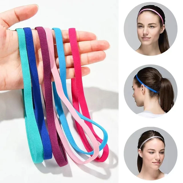 4Pc Women Men Yoga Headband Sport Anti-slip Rubber Sweatband Elastic Hair Bands Fashion Gym Head Rope Soild Color Slim Head Band