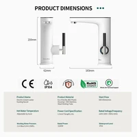 Briwellna chauffe-eau électrique 220V Robinet de cuisine Geysers sans réservoir Robinet Chauffage Robinet Chauffants instantanés Robinet 6