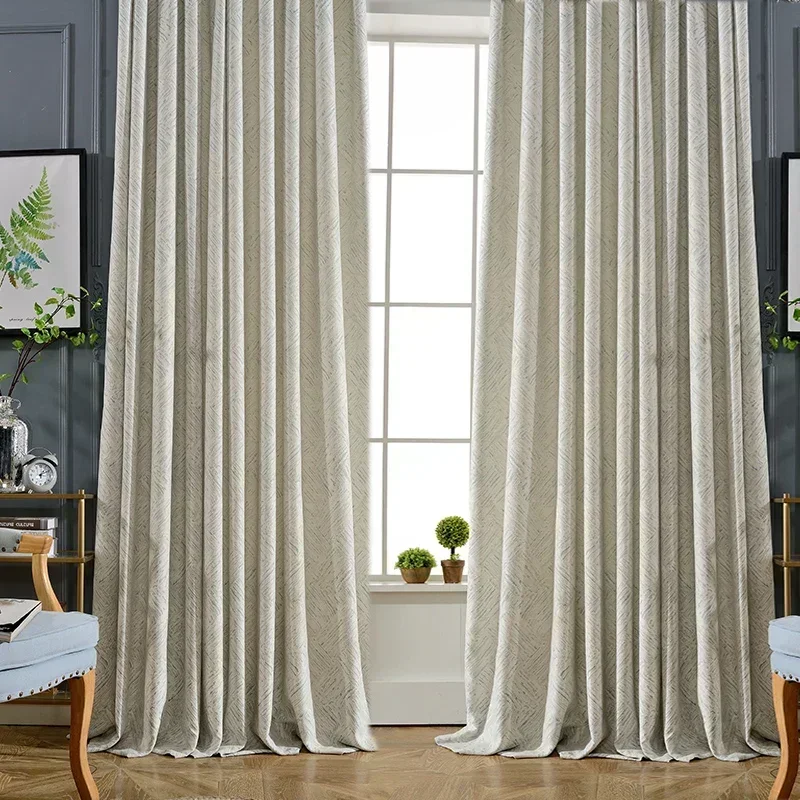 Blackout Light Luxury Custom Nordic Minimalist Modern 1PC Chenille Curtains for Living Room Bedroom Shade White Cloth 5