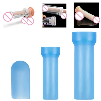 S/M/L Silicone Sleeves for Penis Extender Pump Enlargement Glans Protector Cap Replacement Penile Stretcher Clamping Kit Sex Toy 4