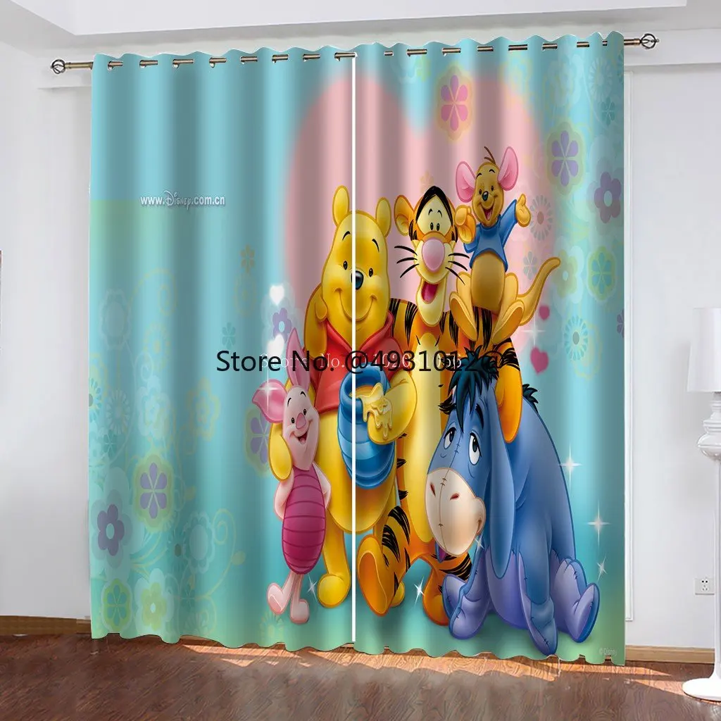 

2023 Disney Winnie The Pooh Family Blackout Curtains Cartoon Window Drapes for Baby Kids Bedroom Shading Curtain Home Decor