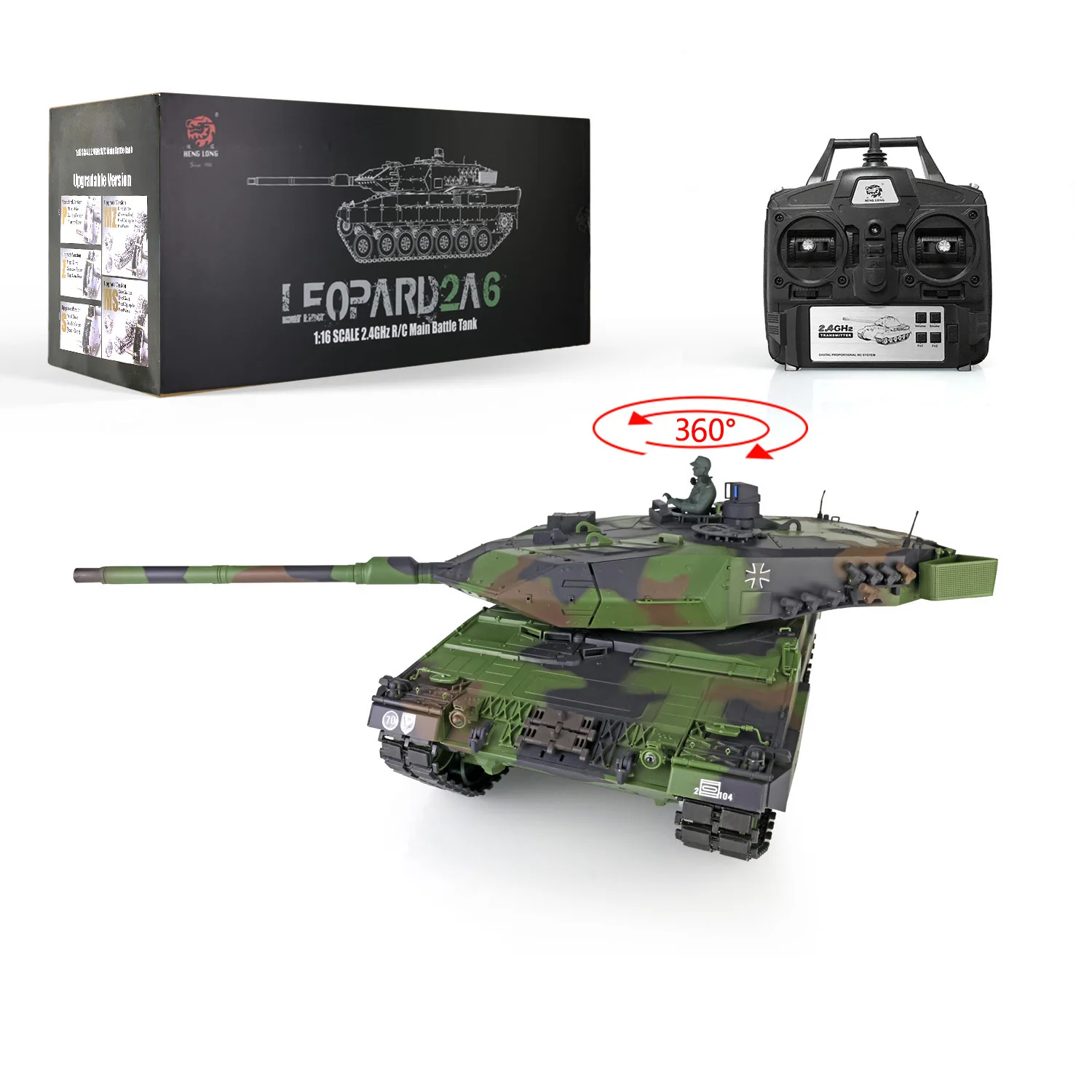 Heng Long 1/16 7.0 Plastic Leopard2A6 Radio Controlled Tank 3889 FPV SteelGearbox Barrel Recoil TH17578 2