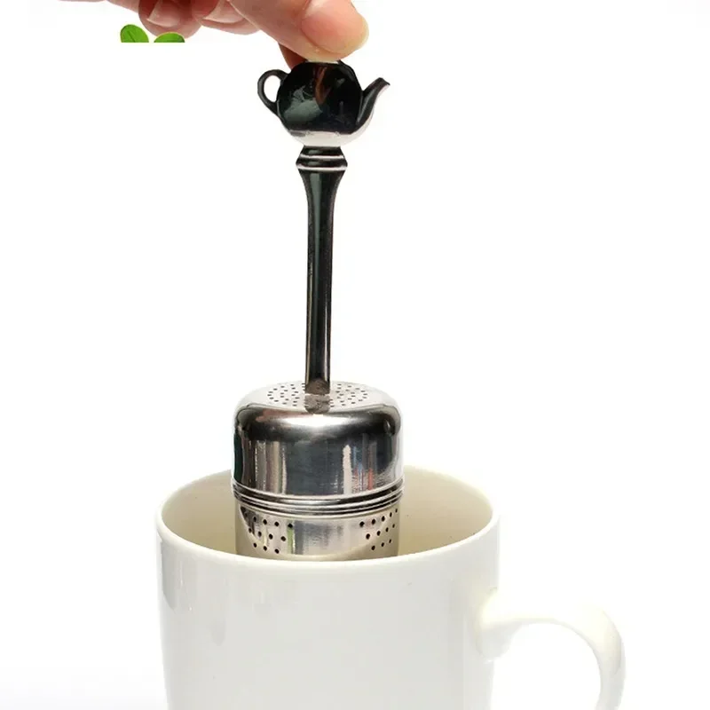 Tea Infuser Tea Strainer Tea Filter Stainless Steel Tea Infuser Strainer Cylindrical Tea Leak Spice Herbal Filter Seasoning Balls Hanging Chain Kitchen Accessories