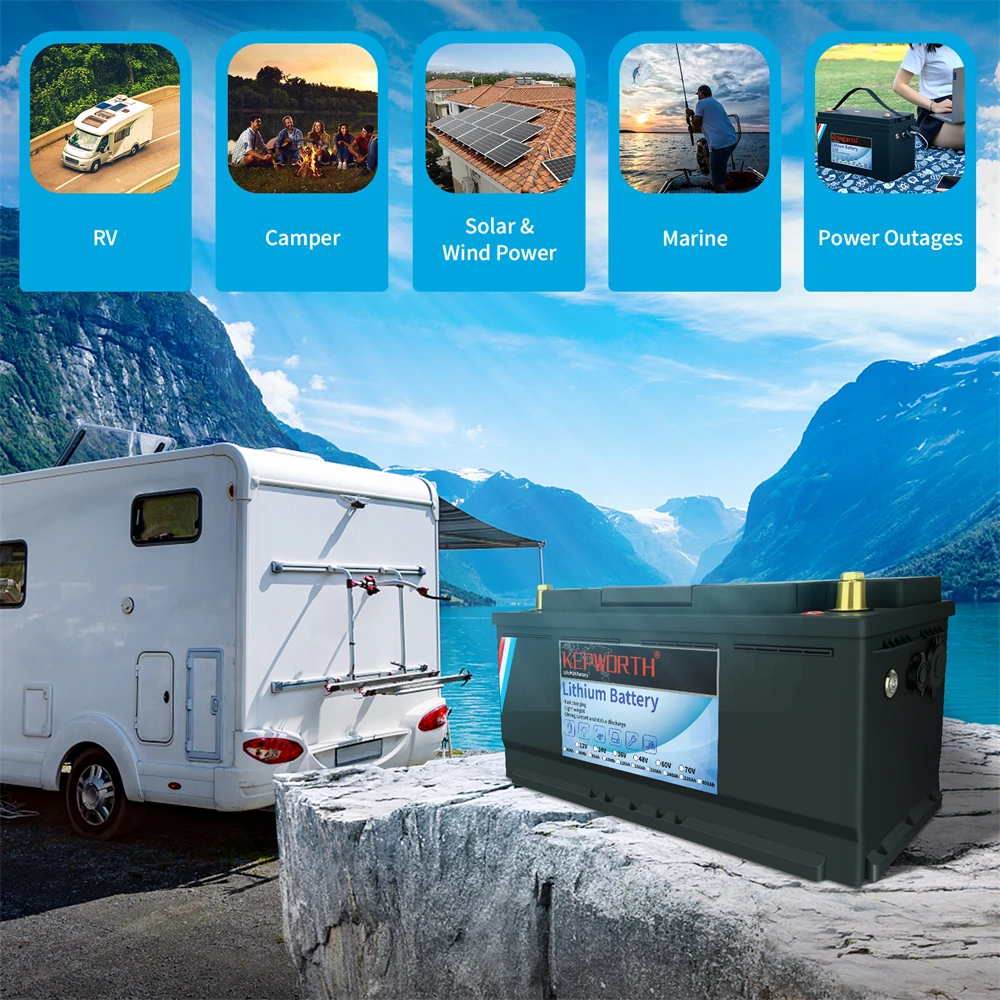 

12V 120Ah Deep Cycle Lithium Iron Phosphate Rechargeable Battery Built-in BMS, Perfect for RV,Solar,Camping,Marine,Backup Power