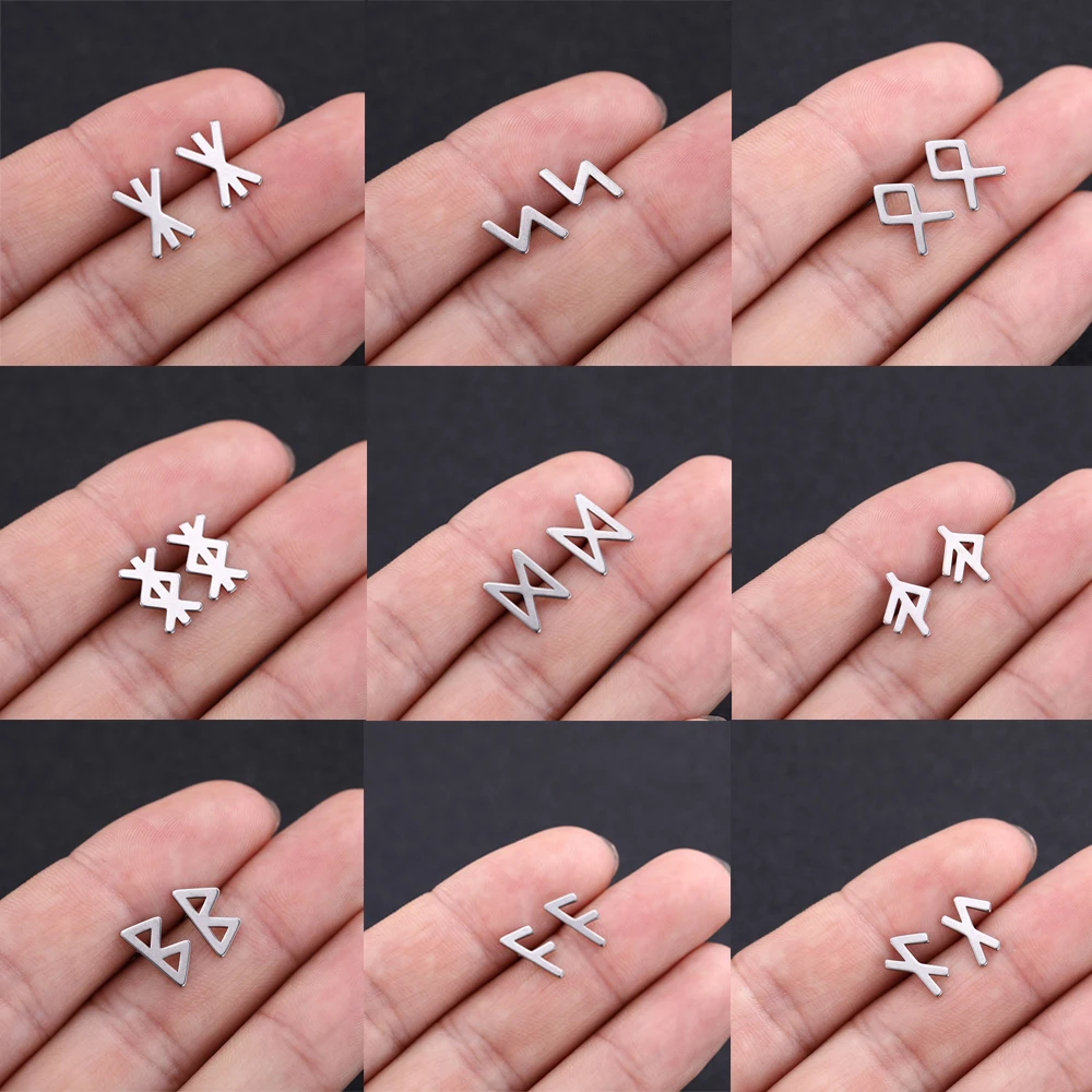 Tiny-Stud-Earrings-Simple-Viking-Runes-Stainless-Steel-Earring-for ...