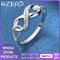 ALIZERO 925 Sterling Silver Zircon 8-Shape Ring for Women Wedding Rings Engagement Band Eternal Manifesto Jewelry Couple Gift 1