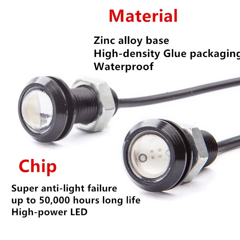 Led daytime running lights 4Pcs/Lot 18MM eagle eye for motorcycle car signal fog lamp auto accessories