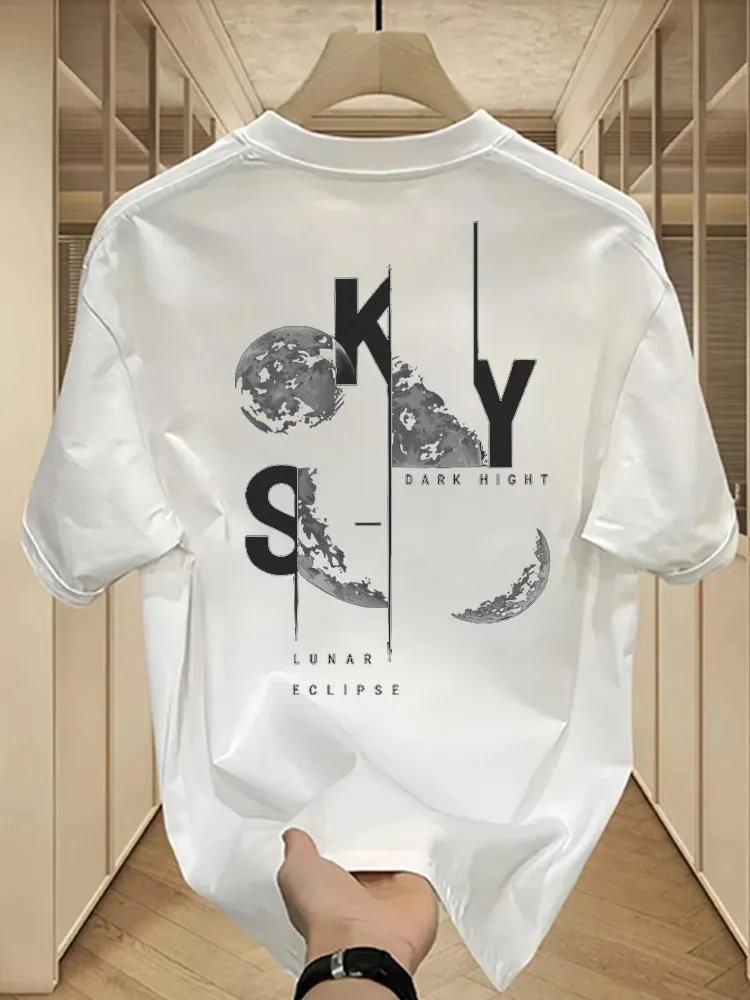 2026 순면 패션 아메리칸 쿨하고 스타일리쉬한 트렌디한 레터 프린트 티셔츠, 여름 라운드넥 캐주얼 반팔 상의