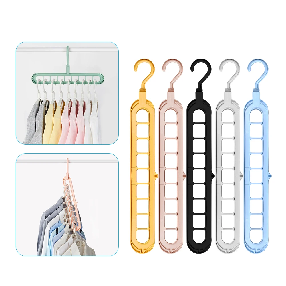 

9-hole Clothes hanger organizer Space Saving Hanger multi-function folding magic hangers drying Racks Scarf clothes Storage