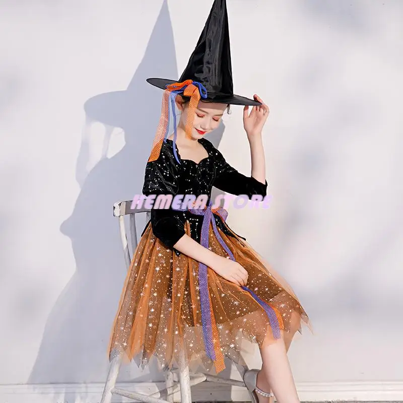 

Halloween Costume For Kids Baby Girls Children Vampire Witch Pumpkin Bat Cosplay Outfits Carnival Party Princess Dress Clothes