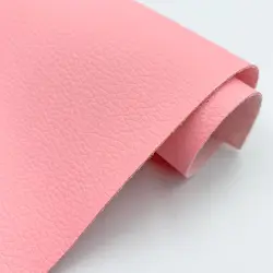 Litchi Pattern Waterproof Faux Leather Fabric for DIY Sewing and Crafting (2 Pink)