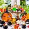 12pcs Mini Black Cauldron with Handle Halloween Mini Witch Cauldron Kettles Multi-purposed Small Plastic Cauldron Halloween 4
