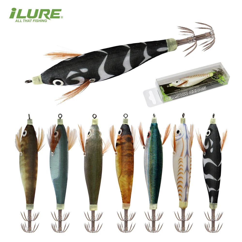 ILURE 2PCS Squid Jig Fishing Lure Luminous Wood Shrimp 10cm/9g Special Bait  for Squid Cuttlefish and Octopus Fishing Tackle - AliExpress