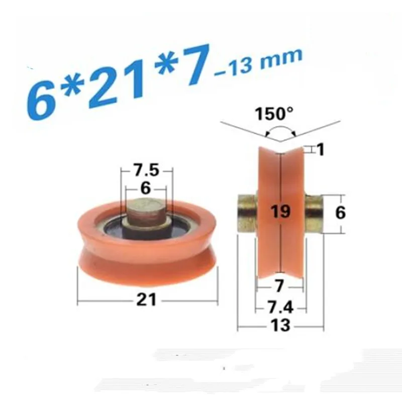 Fixed Pulley 1pcs 6*21*7mm door and window pulley non-standard V groove wheel nylon POM polyformaldehyde bearing wheel