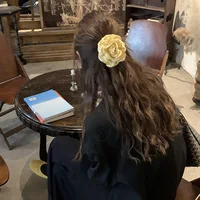 Women's Hair Claw Clip Checkered Yellow Rose Exquisite Grab Clip Hair Grab High End Korean Hair Accessory Flower Head Accessory - Image 3