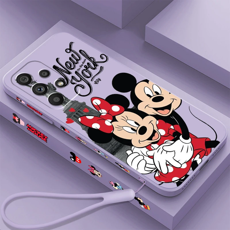Disney Minnie Mickey London Liquid Left Rope Per Samsung A53 A52 S A33 A32 A51 A71 A21S A13 A73 A50 A72 A23 A12 5G Back