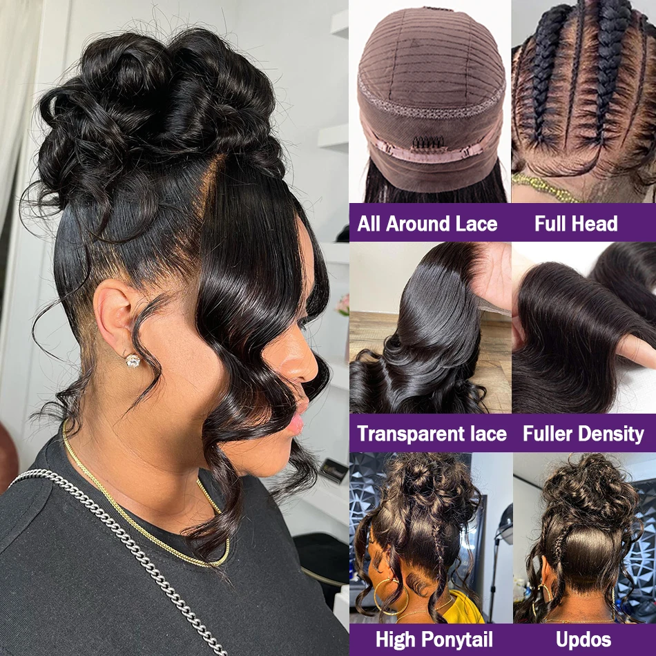 200% High Density Body Wave 360 Full Lace Wig Human Hair Pre Plucked 13X4 13X6 HD Lace Frontal Wigs For Women 30 32 34 Inch