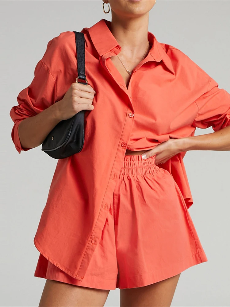 

Женский спортивный костюм из двух предметов, хлопковая блузка с мини-шортами, 2022