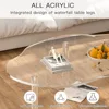 Acrylic Cloud Shaped Coffee Table, Modern Irregular Waterfall Transparent Coffee Table Furniture, with 3 Solid Bubble Legs 4