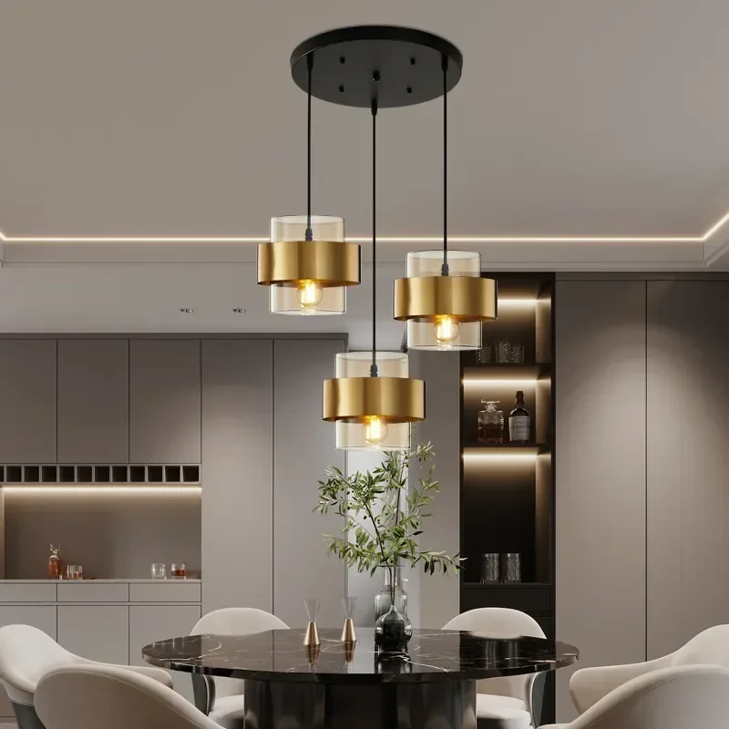 

Postmodern Minimalist Creative Personality Pendant Lights Nordic Luxury Golden Aisle Restaurant Bedroom Bedside Small Chandelier