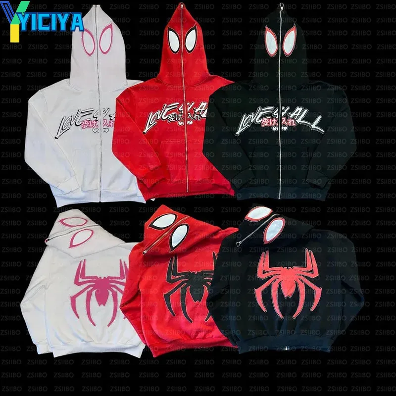 

YICIYA Hoodie Y2k Sweatshirts Hoodies Woman Clothing streetwear Spider Printed Hooded zip-up vintage Long Sleeve Tops outerwears