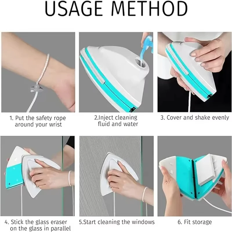 Double Sided Magnet Automatic Drain Wiper Glass Window Washer Household Cleaning Supplies