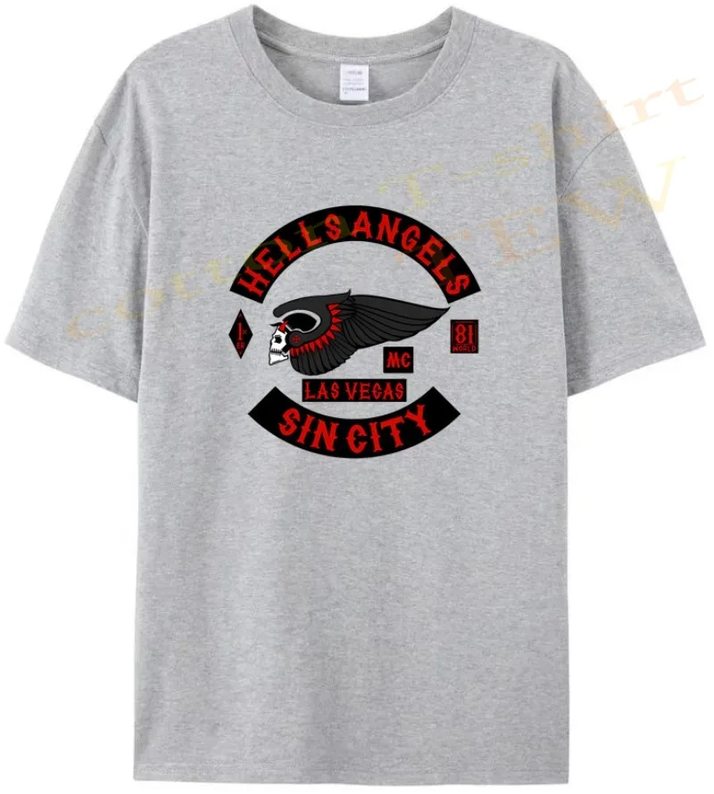 

[TEW] 2024 Summer Printed Hells Angels Motorcycles T-Shirt Men's Cotton Women's Short Sleeve