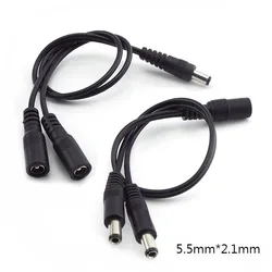 1 Female to 2 Male Way Connector DC Plug Power Splitter Cable for CCTV LED Strip Light Power Supply Adapter 5.5mm*2.1mm