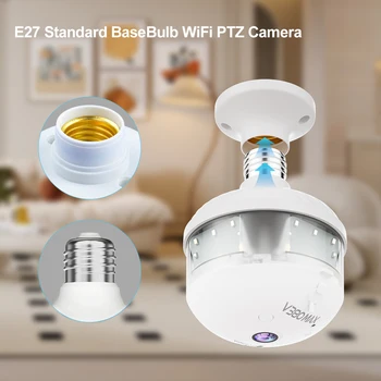 4MP WIFI E27 Bulb V380 Pro Security Camera Full Color Night Vision Two-Way Voice Wireless Auto Tracking fisheye wifi camera 1