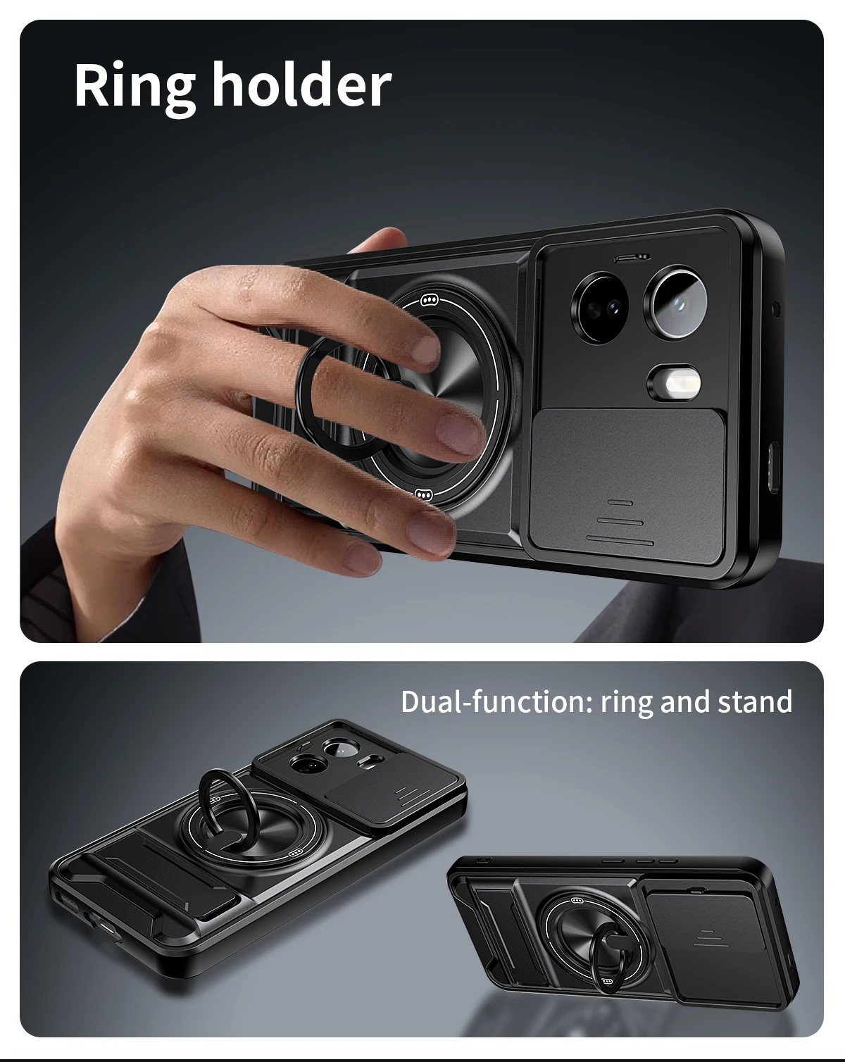 360° Rotating Magnetic Phone Case with Lens Protection and Push Window Bracket, Magsafe-Compatible Protective Cover