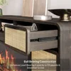68" TV Stand for TV Up to 75",Boho Entertainment Center with 36" Electric Fireplace Heater with Sound, Rattan Decorated Console 4