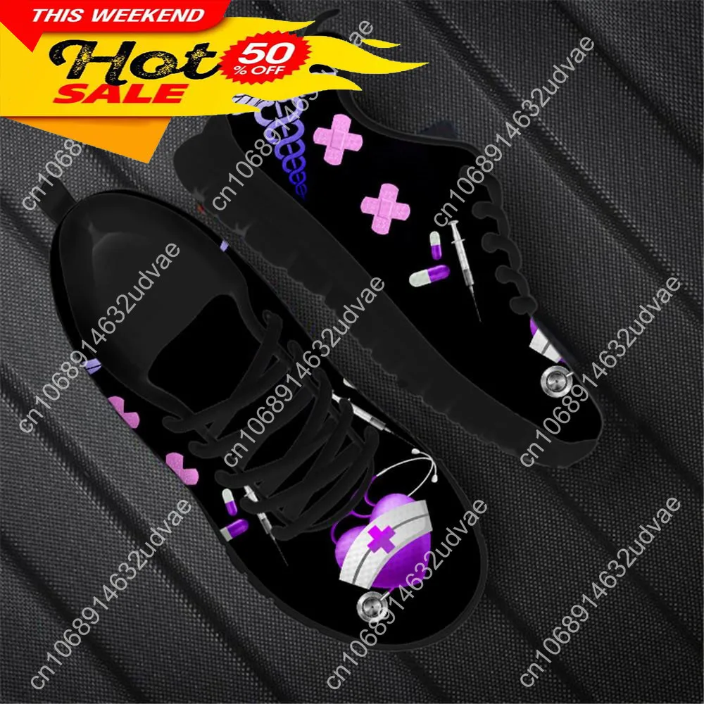 Fashion Paramedic EMT EMS Pattern Flat Shoes For Women Autumn Spring Soft Sneakers Lightweight Outdoor Sport Shoes