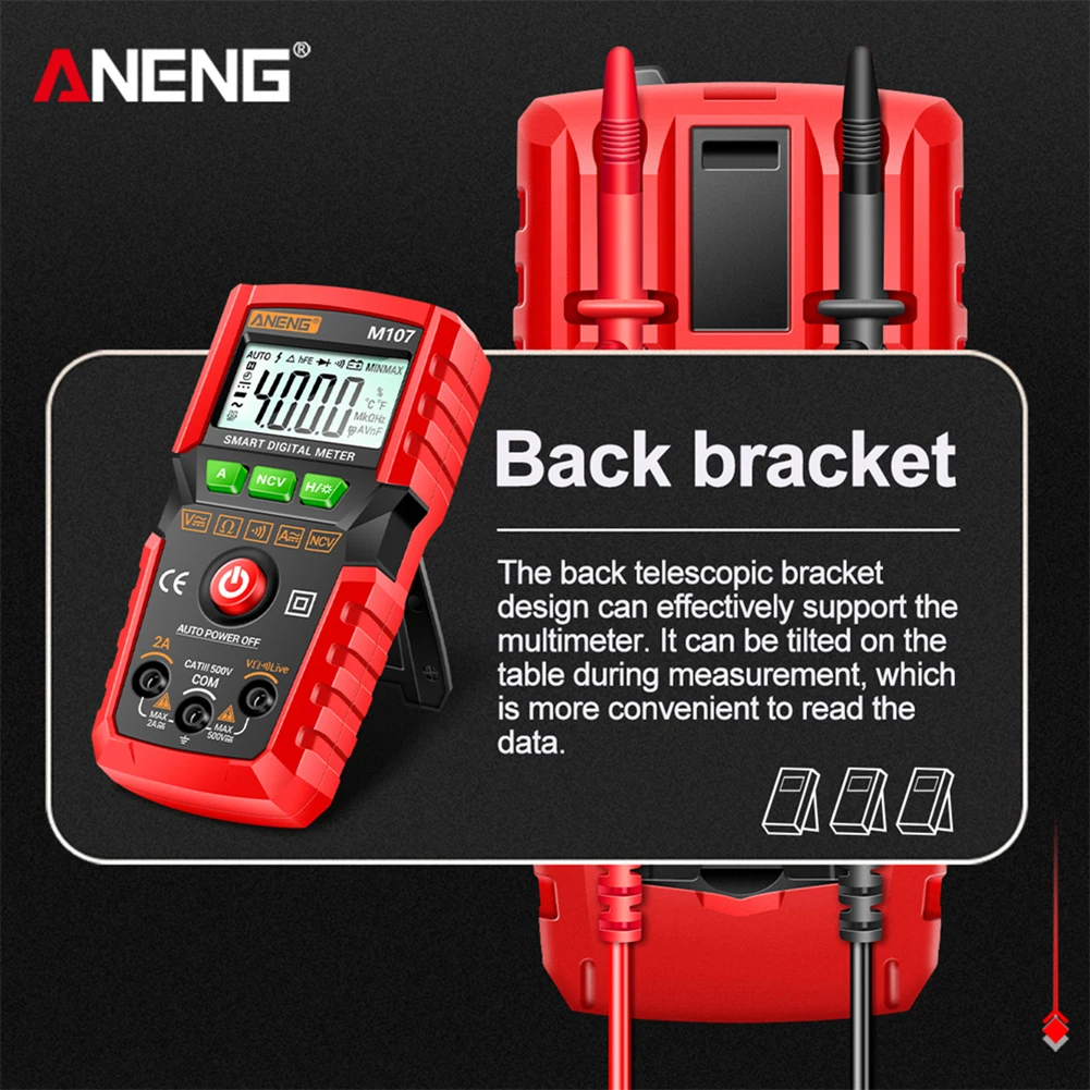 ANENG M107/M108 High Precision 4000 Counts Smart Digital Multimeter LCD Resistance NCV DC AC Voltage Current Tester Meter