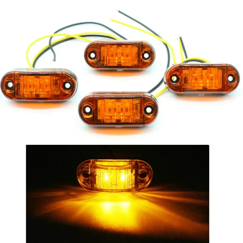 

4PCS LED Lights 12-24v Truck 2 LED Side Marker Lights Lamp Trailer Truck Lorry Caravan Lamps Yellow Red White Color Waterproof