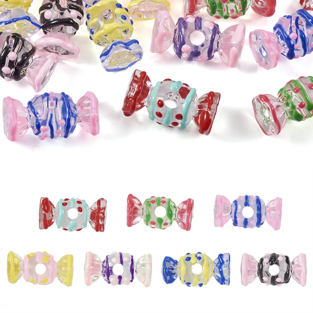 

Pandahall 14Pcs Mixed Color Candy Transparent Acrylic Enamel Beads Spacer Beads For Necklace Bracelet Earring Jewelry Making