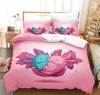 Kawaii Animal Axolotl Print Bedding Set Single Twin Full Queen King Size Bed Set Aldult Kid Bedroom Duvetcover Set 3D Anime 2