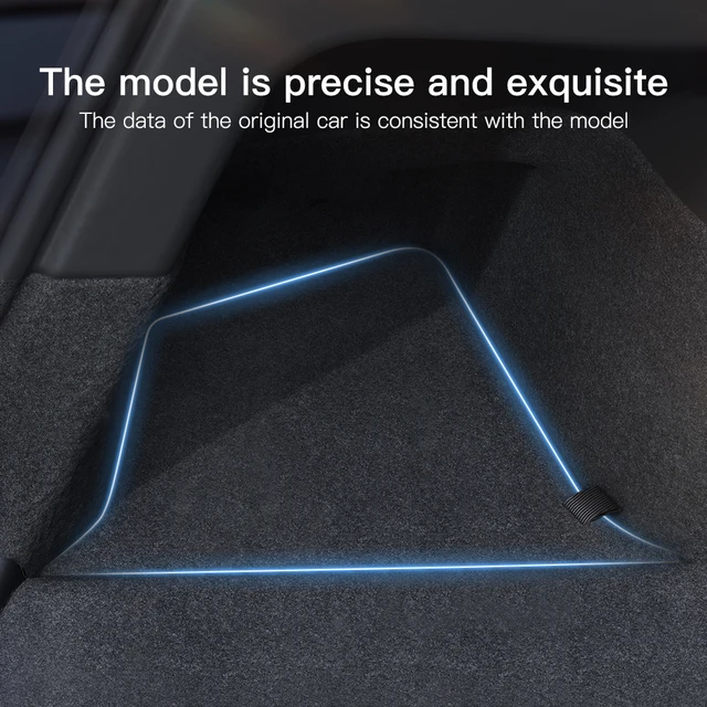 YZ Car Trunk Side Storage Box For Tesla Model Y juniper 2021-2025 Flocking TPE Cover Mat Partition Board Stowing Space 2