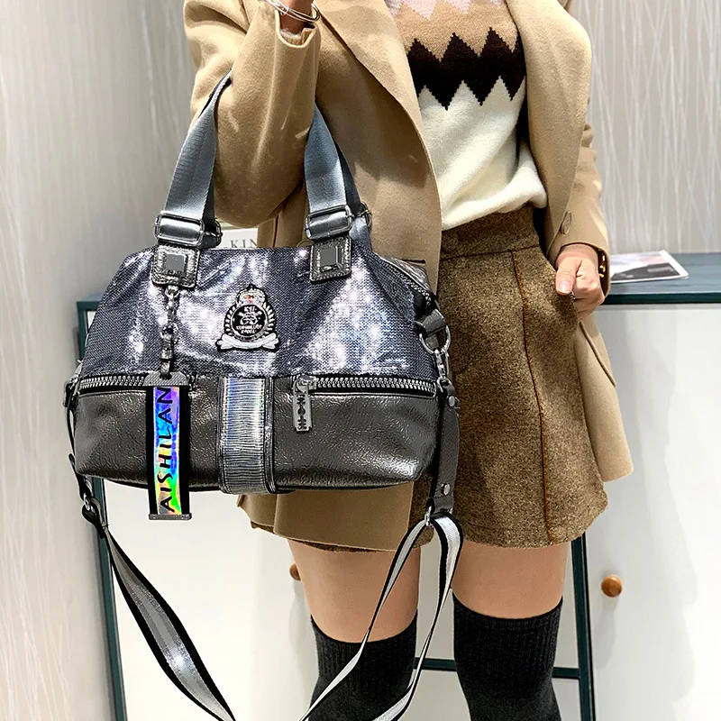 Large Capacity Women Handbag 2023New Fashion Trend Tote Sequins Silver Casual Single Diagonal Bag Shoulder Bags Bag’ Women's the
