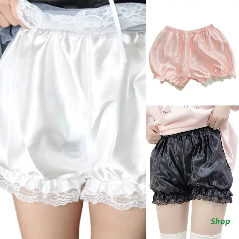 Girls Lolita Bloomers Ruffles Lace Trim 