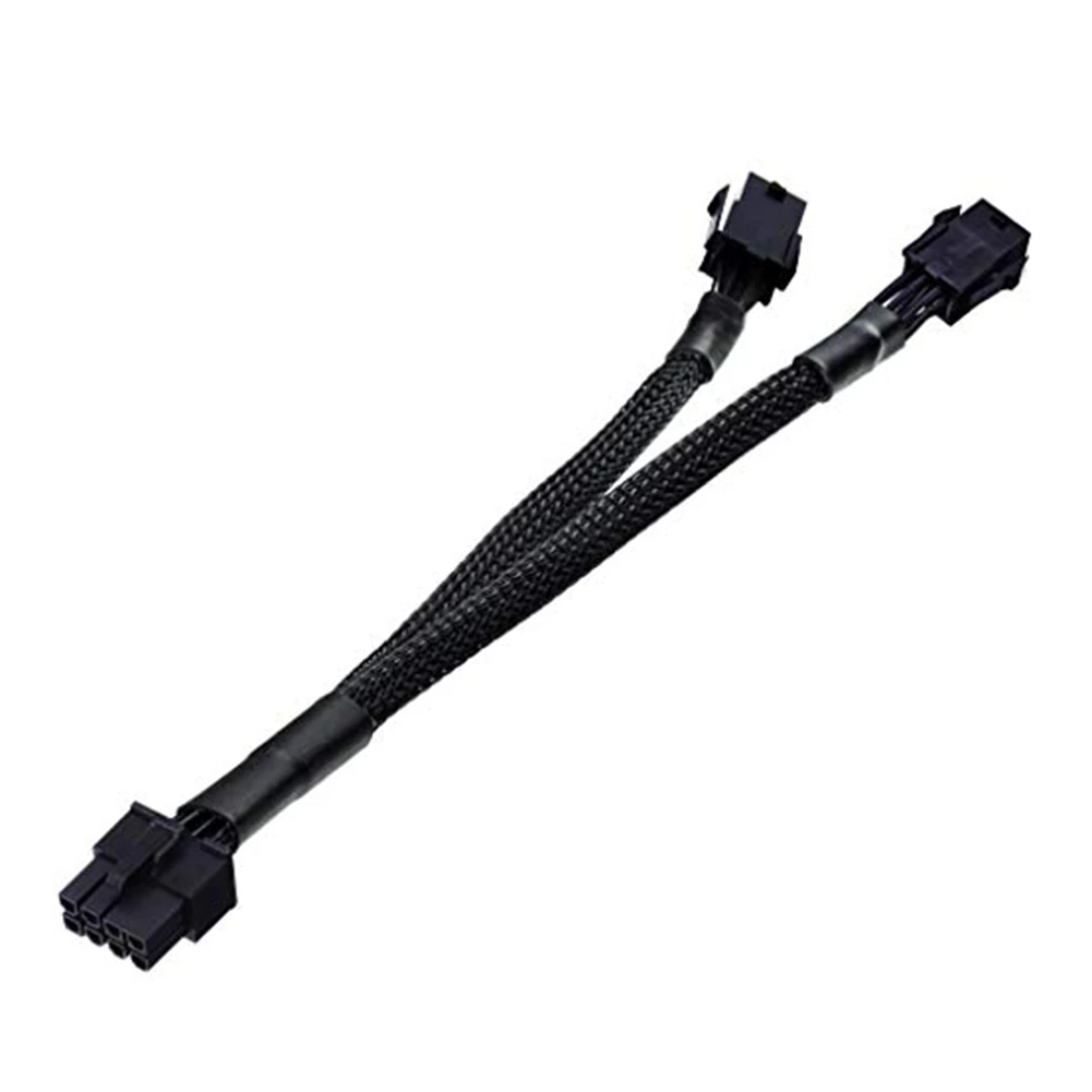 Dual 6 Pin Female to 8 Pin Male GPU Power Adapter Cable Braided Sleeved 20cm Power Sleeved Cable