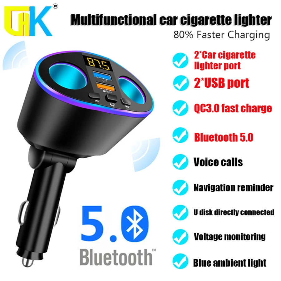 Car Handsfree 5.0 FM Transmitter Car Kit MP3