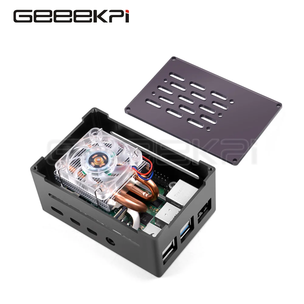 Geeekpi Case de Tijolo de Alumínio Escudo Preto com Mini Baixo-perfil Torre Ventilador de Refrigeração para Raspberry pi Modelo b